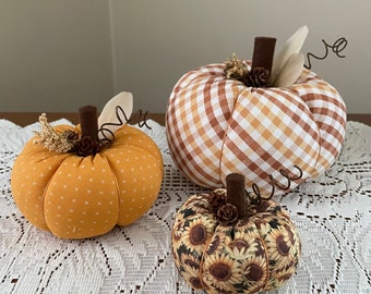 Fabric Pumpkin Set, Farmhouse Decor, Fall