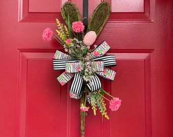 Floral Easter Bunny Wreath: Moss Grapevine Door Hanger