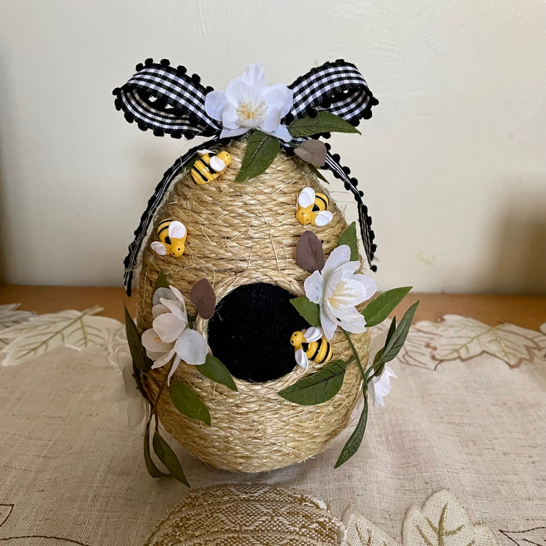 Beehive Decor, Bee Skep, Beehive Porch Decor, Beehive Centerpiece for Baby Shower Bridal Shower, Beehive Tablescape, Bumblebee Hive image 2