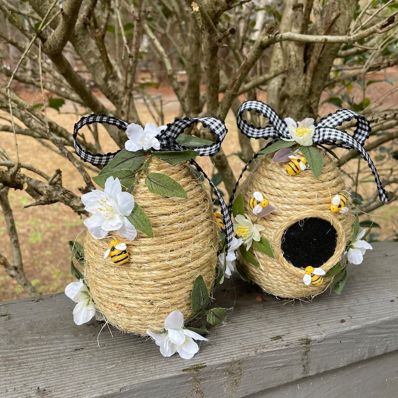 Beehive Decor, Bee Skep, Beehive Porch Decor, Beehive Centerpiece for Baby Shower Bridal Shower, Beehive Tablescape, Bumblebee Hive image 10
