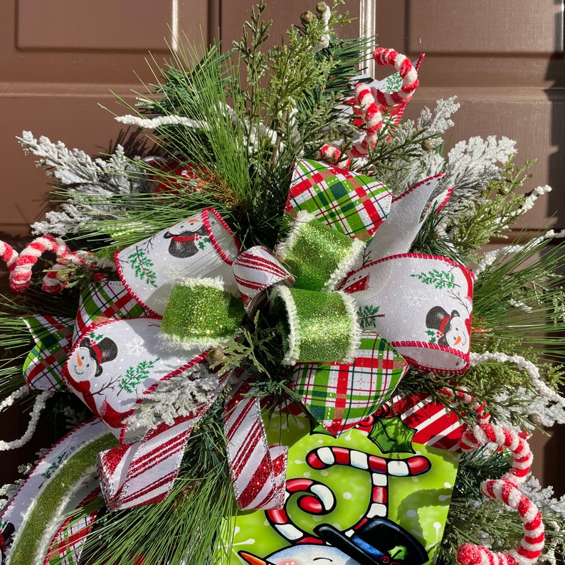 Christmas Wreath, Snowman Teardrop Swag, Christmas Snowman Swag image 2