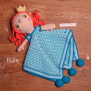 PATTERN - Princess Lovey- crochet pattern, amigurumi pattern, pdf, - Instant Download - Princess Cuddler - Blankie Baby Blanket