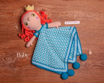 PATTERN - Princess Lovey- crochet pattern, amigurumi pattern, pdf, - Instant Download - Princess Cuddler - Blankie Baby Blanket