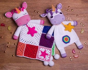 SET PATTERN  Unicorn Ragdoll & Unicorn Lovey- crochet pattern, amigurumi pattern, pdf  Instant Download -  Cuddler - Blankie Baby Blanket
