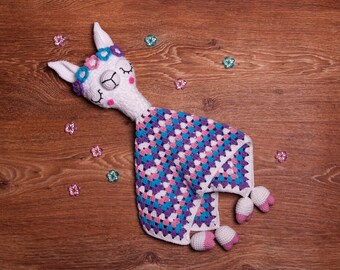 PATTERN - Llama Lovey- crochet pattern, amigurumi pattern, pdf, - Instant Download - Llama Cuddler - Blankie Baby Blanket