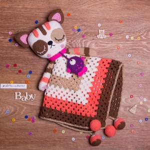 PATTERN - Kitty Lovey- crochet pattern, amigurumi pattern, pdf, - Instant Download - Cat Cuddler - Blankie Baby Blanket