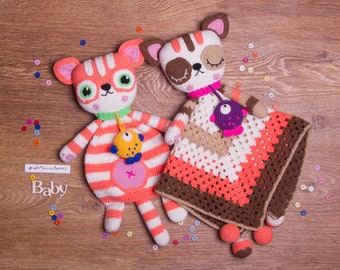SET PATTERN -  Kitty Ragdoll & Kitty Lovey- crochet pattern, amigurumi pattern, pdf, - Instant Download - Cat Cuddler - Blankie Baby Blanket