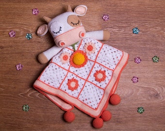 PATTERN - Cow Lovey- crochet pattern, amigurumi pattern, pdf, - Instant Download - Cow Cuddler - Blankie Baby Blanket