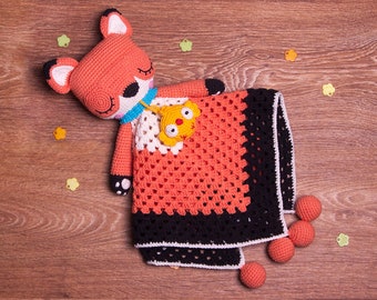 PATTERN - Fox Lovey- crochet pattern, amigurumi pattern, pdf, - Instant Download - Fox Cuddler - Blankie Baby Blanket