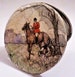 Unique Eggshell Fox Hunting Scene Compact Crackle Glaze EXTREMELY RARE 