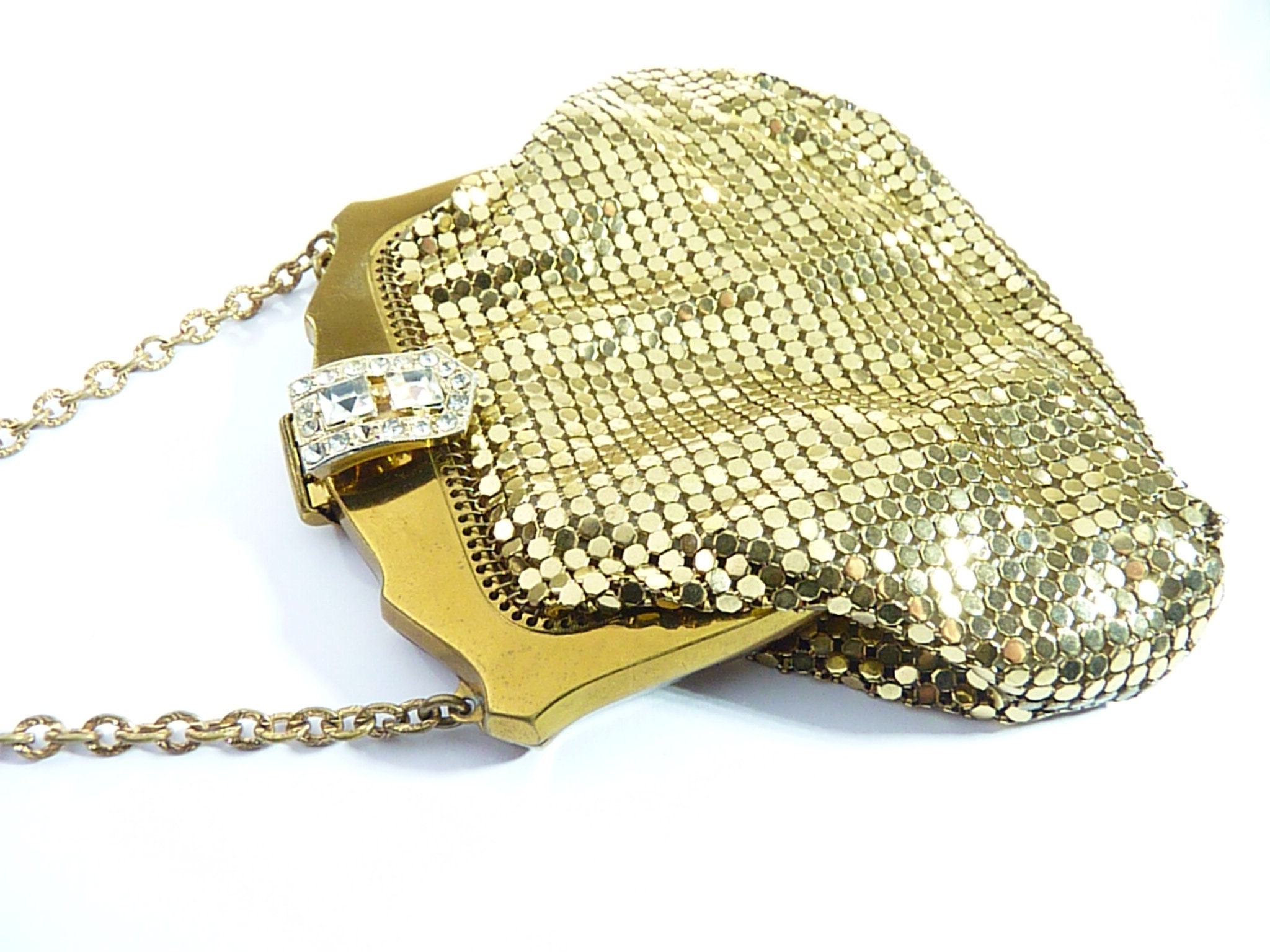 Vintage handbags gold mesh purse 1940s WHITING & DAVIS PURSE | Etsy