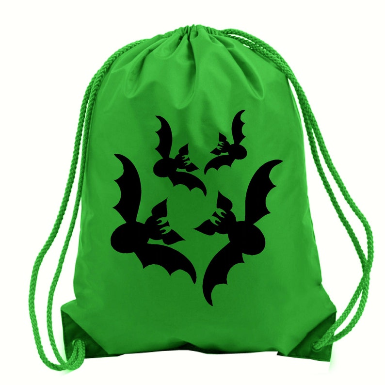 Bats Halloween green gym bag,trick or treat,school bag,water resistant drawstring bag.