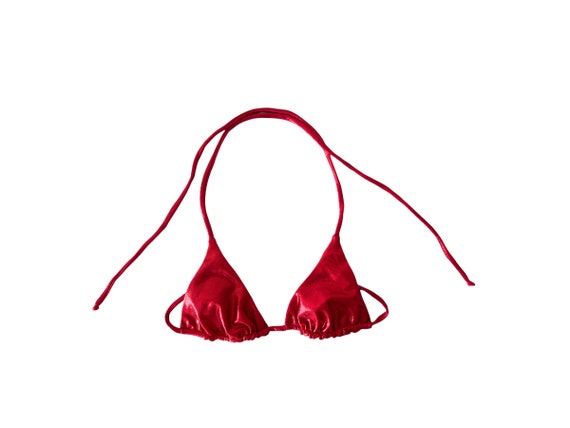CAICJ98 Womens Swimsuits Women's Metallic Halter Top Two Piece Swimsuit Tie  Side Triangle Bikini Red,S