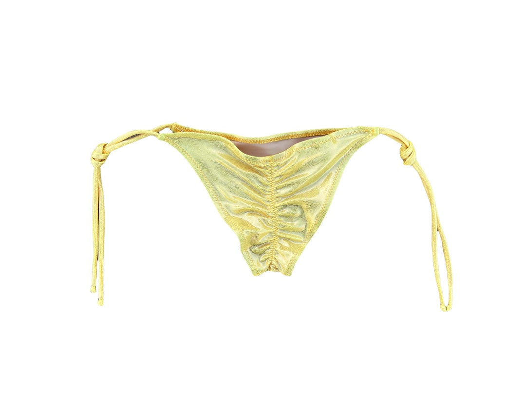 String Bikini Bottom Gold Bikini Bottom, Swimsuit Bottom, Sunshine Gold
