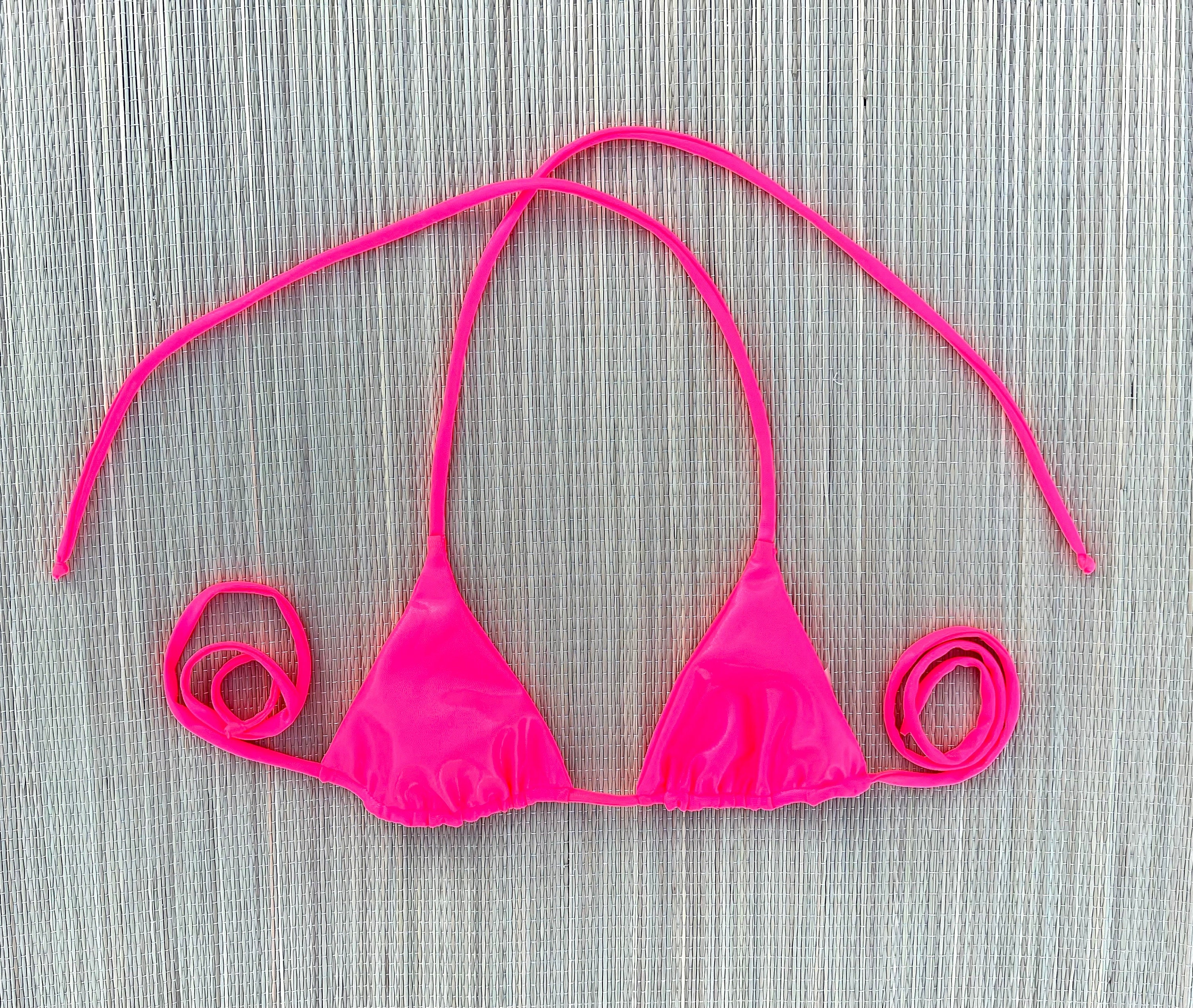 Triangle Bikini Top Neon Pink Swimsuit Top Hot Pink Triangle