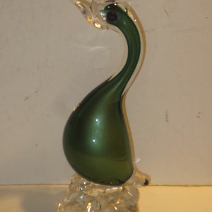 Vintage Barbini Murano Emerald Green Cenedese Art Glass Bird Sculpture Figurine image 2