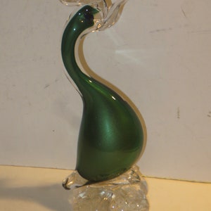 Vintage Barbini Murano Emerald Green Cenedese Art Glass Bird Sculpture Figurine image 1