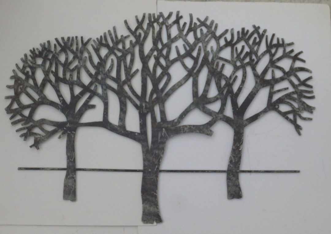 Midcentury Modern Style Large Metal Trees Wall Art Sculpture, Jere