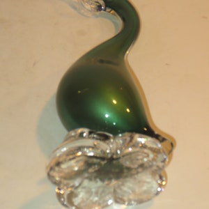 Vintage Barbini Murano Emerald Green Cenedese Art Glass Bird Sculpture Figurine image 3