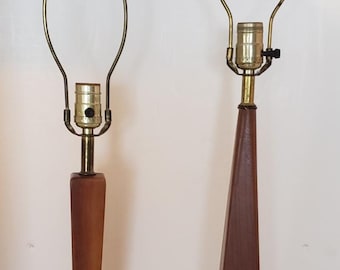 Pair Of Mid-Century Danish Modern Laurel Wood Table Lamps