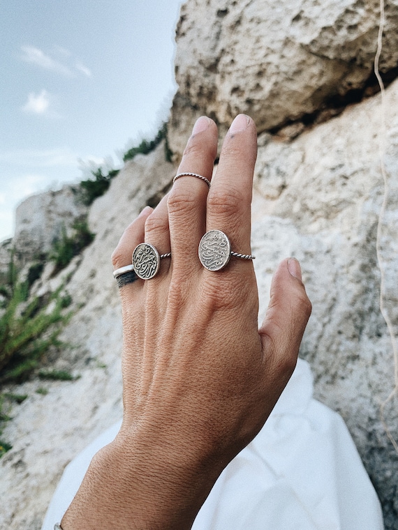 Coin Silver Ring | White Stone Silver Ring - Rings - FOLKWAYS