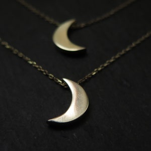 Crescent moon necklace. Sterling silver and gold plated moon pendant chain. celestial Jewelry. Wedding necklace. Christmas gift for her. image 6