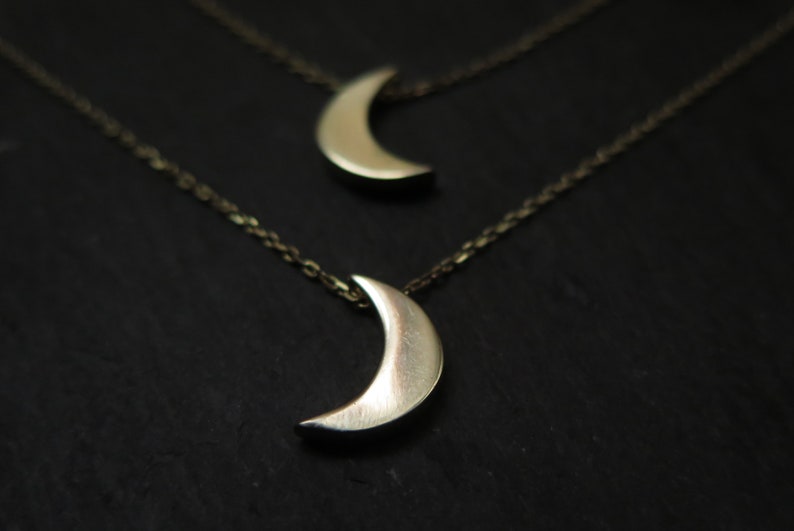 Crescent moon necklace. Sterling silver and gold plated moon pendant chain. celestial Jewelry. Wedding necklace. Christmas gift for her. image 6