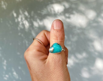 Turquoise and Silver Ring. Handmade sterling silver ring with incredible turquoise stone. Sagittarius turquoise ring