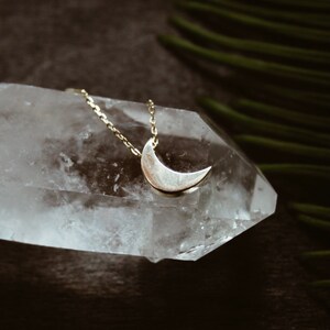 Crescent moon necklace. Sterling silver and gold plated moon pendant chain. celestial Jewelry. Wedding necklace. Christmas gift for her. image 2