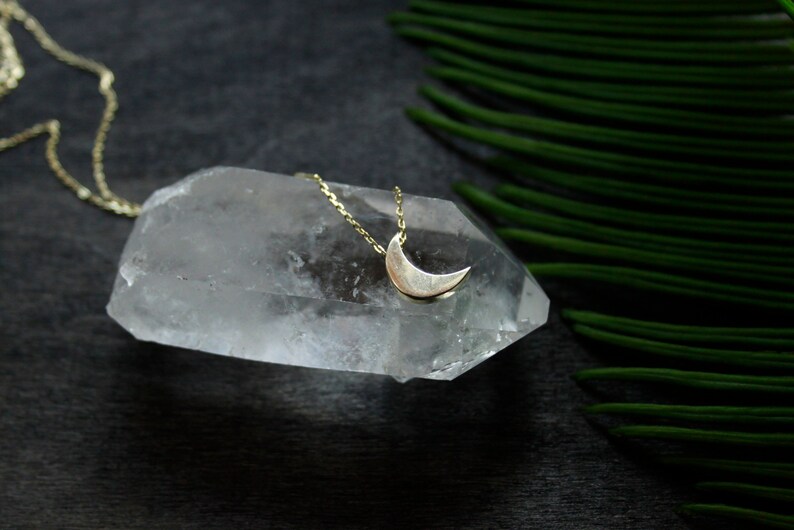 Crescent moon necklace. Sterling silver and gold plated moon pendant chain. celestial Jewelry. Wedding necklace. Christmas gift for her. image 3