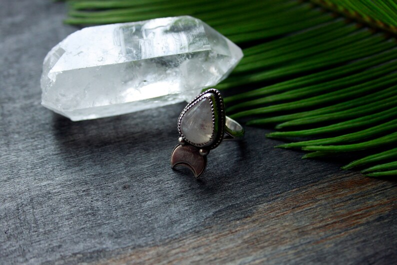 MOONSTONE RAINBOW RING silver moonstone Sterling silver moonstone hand made ring Moonstone jewelry Vintage antique boho silver ring