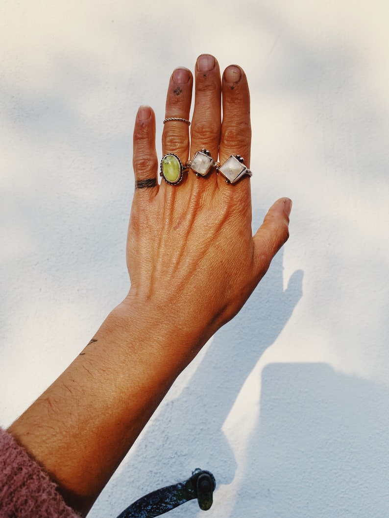 MOONSTONE RAINBOW RING silver moonstone / Sterling silver moonstone hand made ring / Moonstone jewelry / Vintage antique boho silver ring image 1