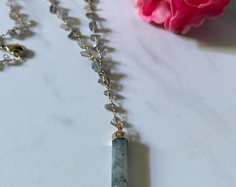Labradorite Lariat Rosary Necklace