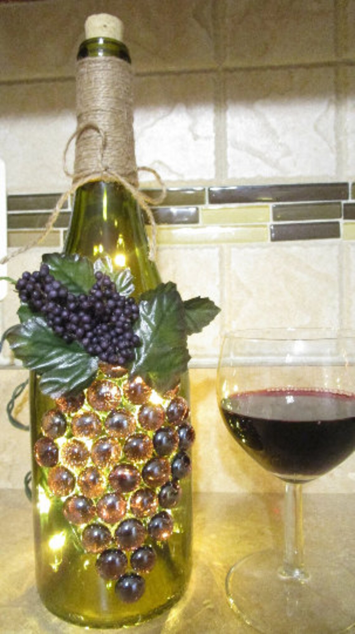 Wine Bottle Filled With String Lights/ Wine Bottle Light With Etsy