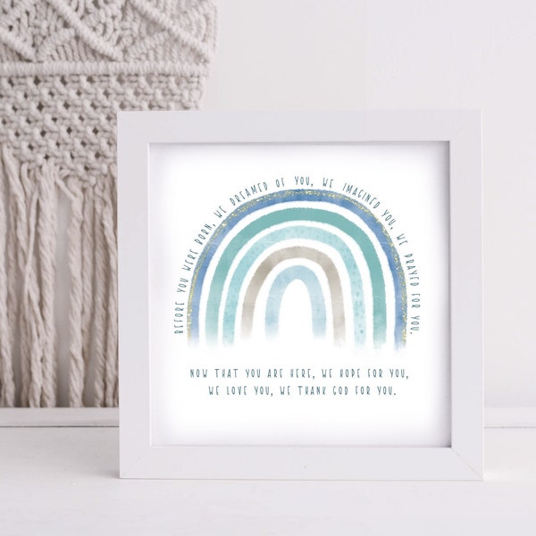 Rainbow Baby Art - BLUE - DIGITAL DOWNLOAD - Nursery Art, Rainbow Baby Art, Rainbow Baby Gift, Miscarriage Hope, Infertility Baby