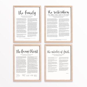 The Family Proclamation, The Living Christ, The Articles of Faith, The Restoration Proclamation Wall Art, Print Bundle, Digital Download