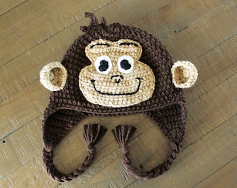 Curious George Crochet Hat - Handmade to Order - Newborn to Adult