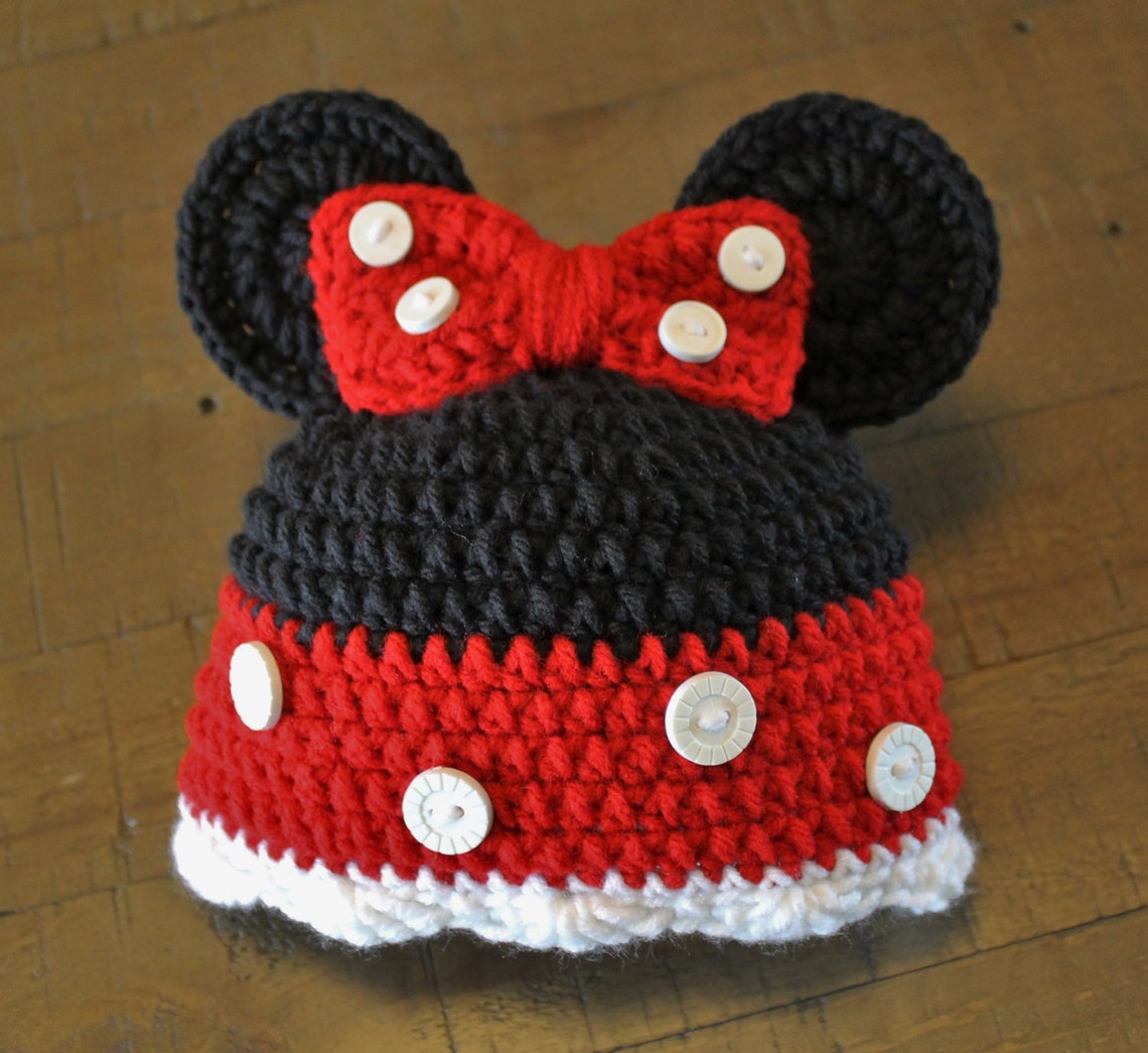 minnie mouse newborn hat