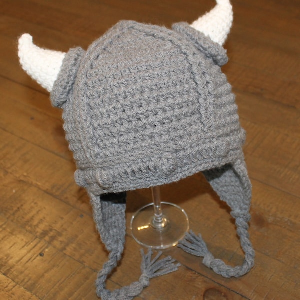 Crochet Viking Hat - Handmade to Order - Newborn to Adult