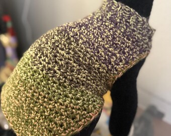 手作りかぎ針編みのカラフルな犬用セーター：レインボーニットのペット