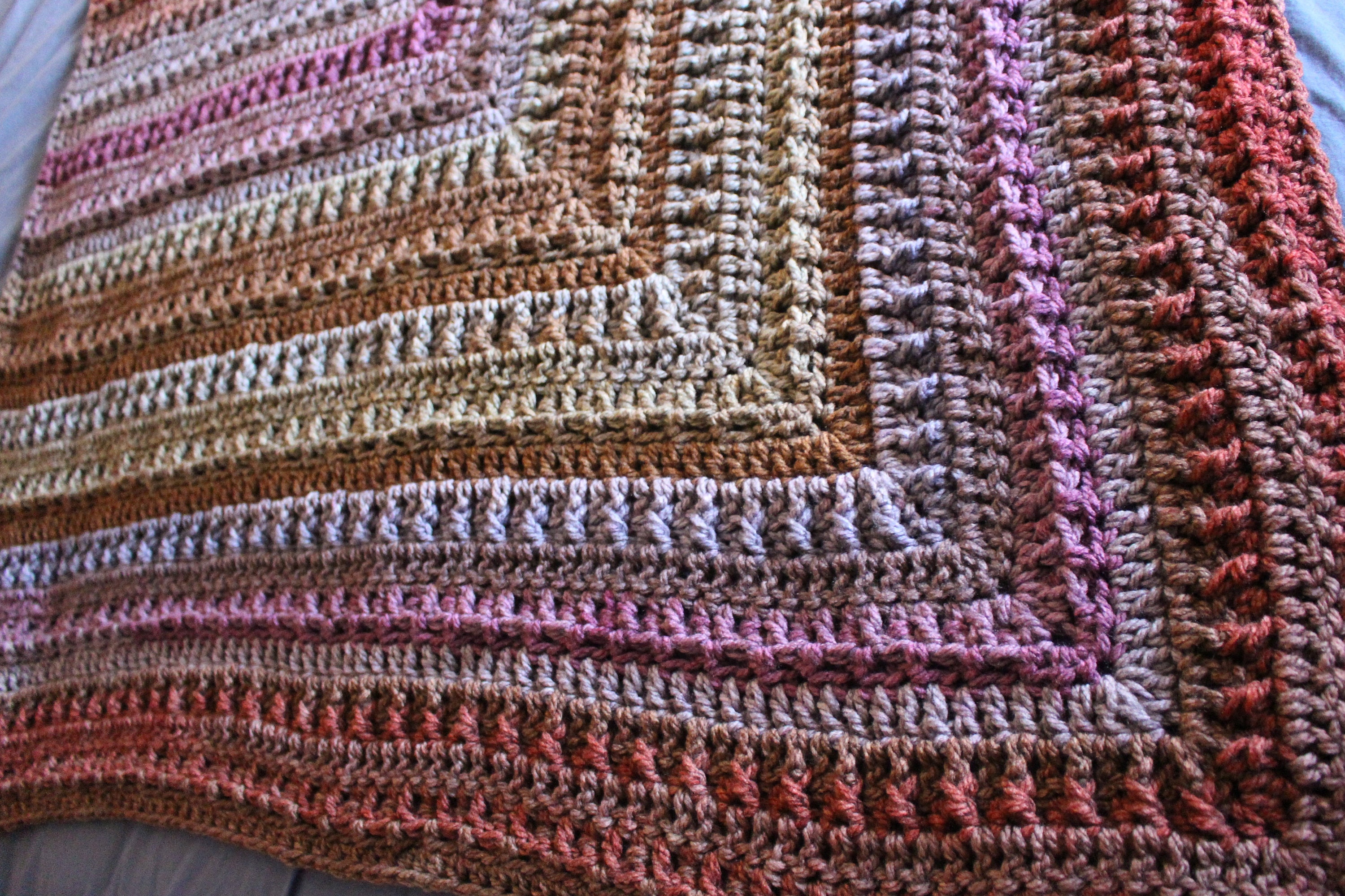 Rot Grau Braun Lila Decke Gehäkelte Decke bequeme Decke | Etsy