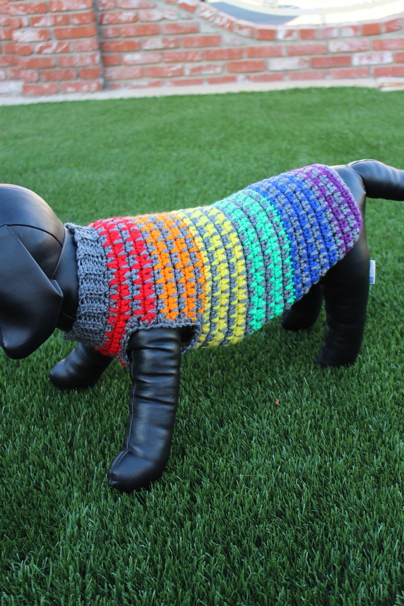 Rainbow Dog Sweater Crochet Dog Sweater Dog Clothing Dog Etsy
