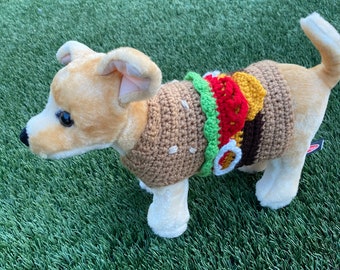 Crochet Cheeseburger Pet Costume, Halloween Dog Cat Outfit