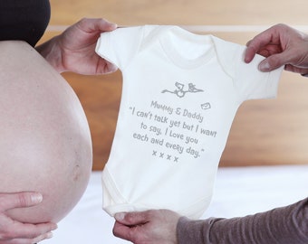 Pregnant couple gift, a congratulations pregnancy gift, for expecting parents, a cute message from the bump