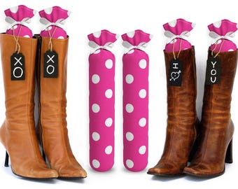 Boot Trees - Boot Shapers - Boot Stands Perfect For Closet Organization - Complementary Black Tie-On Wood Tags For Custom Personalization.