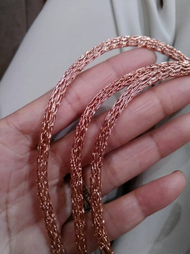 Viking knit necklace wire weaved rope necklace copper stainless steel hypoallergenic necklace handmade findings add your pendant image 5