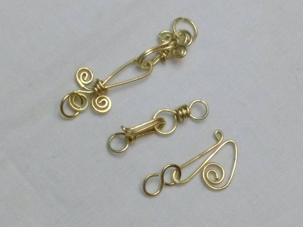 Handmade Wire Wrapped Clasps Brass Eye and Hook Clasps Set of Etsy