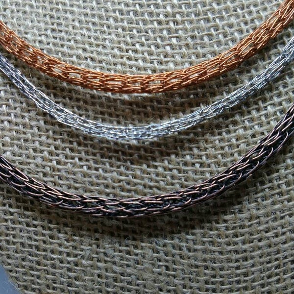 Viking knit necklace  wire weaved rope necklace copper stainless steel hypoallergenic necklace handmade findings add your pendant