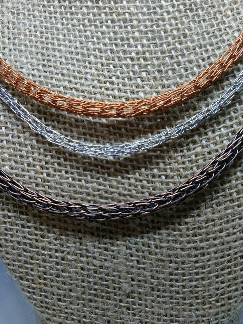 Viking knit necklace wire weaved rope necklace copper stainless steel hypoallergenic necklace handmade findings add your pendant image 1