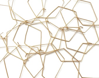 10 pcs+ // 5 pairs+ Gold Hexagon Brass Ear Wire Hoops - Minimalist Modern Jewelry Findings Modern Earring Wires - Geometric Earring Wire